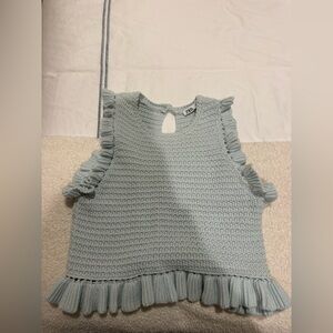 Zara Textured Knit Top in Light Blue